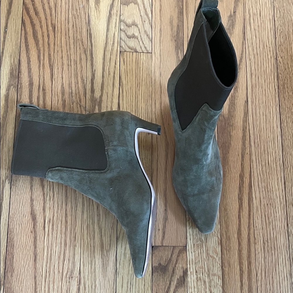 J Crew Green Suede Ankle Boots